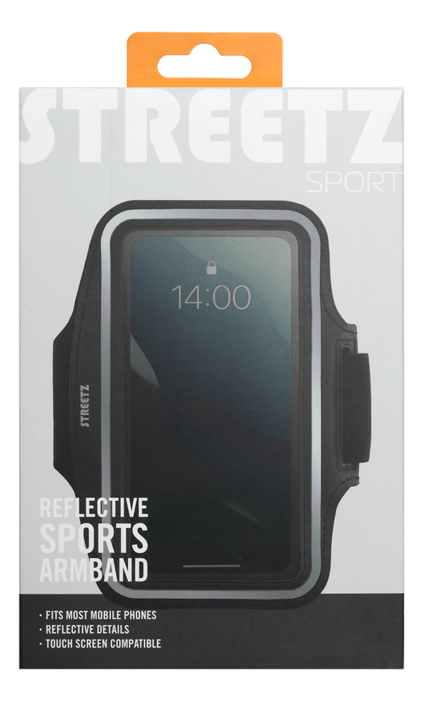 Sport armband reflective fits up to most 6.5" screens black