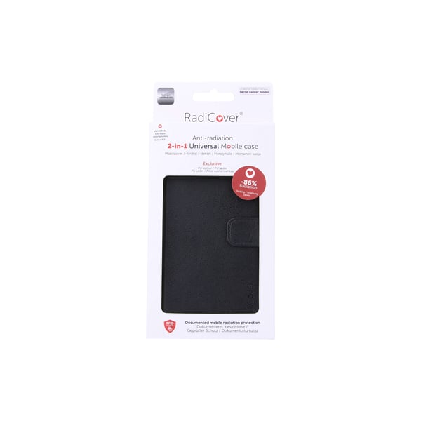 Strålingsbeskyttende Wallet PU Universal Large 6,7" 2in1 RFID Sort