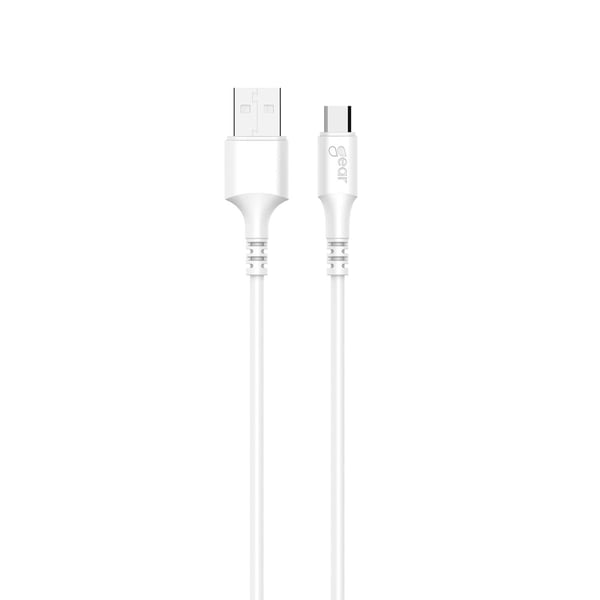 Rund ladekabel MicroUSB til USB-A 2m Hvit