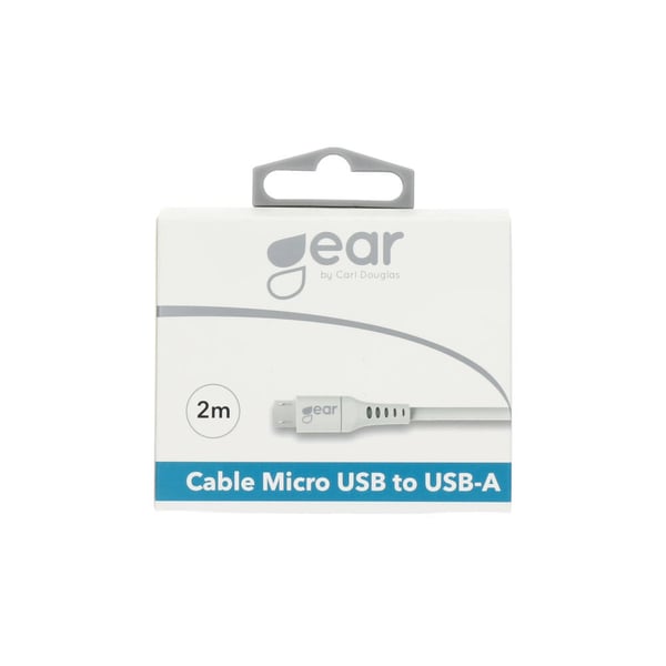 Rund Laddkabel MicroUSB till USB-A 2m Vit