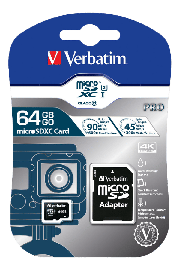 PRO microSDXC U3 m. adapter 64GB