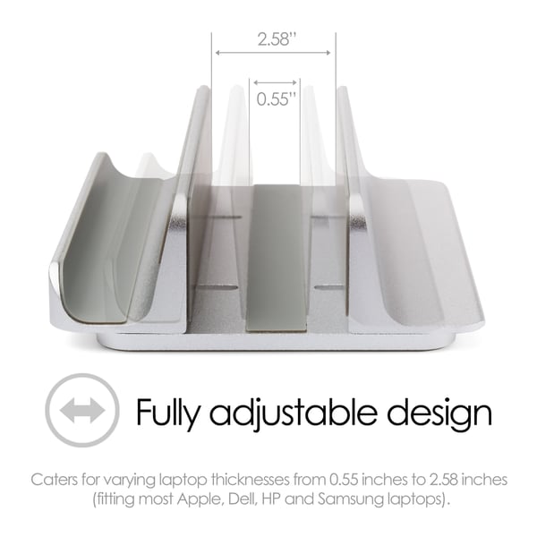 Dual Bordstativ for Tablet Mac/Ultrabooks Justerbar Aluminiun Sølv