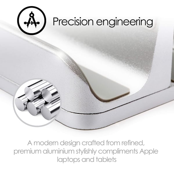 Dual Bordstativ for Tablet Mac/Ultrabooks Justerbar Aluminiun Sølv