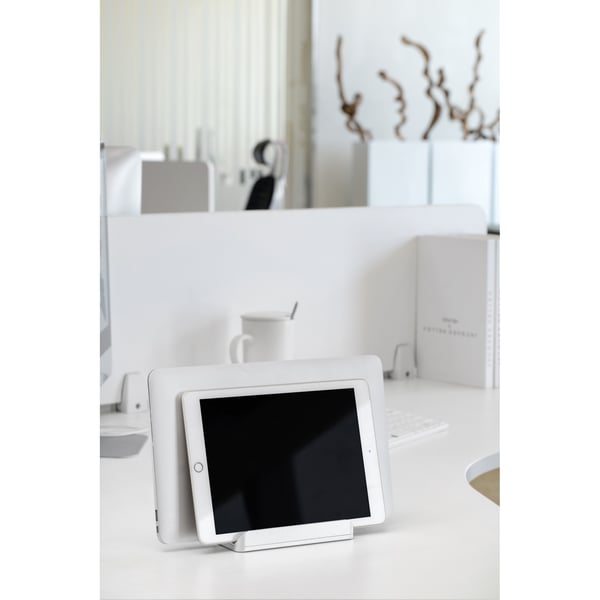 Dual Bordstativ for Tablet Mac/Ultrabooks Justerbar Aluminiun Sølv