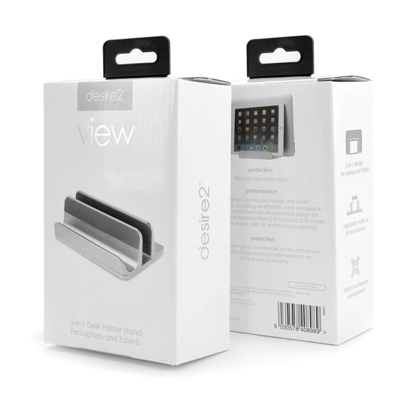 Dual Bordstativ for Tablet Mac/Ultrabooks Justerbar Aluminiun Sølv