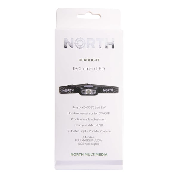 Hodelykt 120 Lumen  Svart ca 65m Sensorkontroll