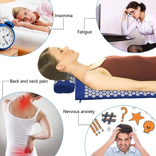 Neglemåtte med pude til massage og afslapning Blå