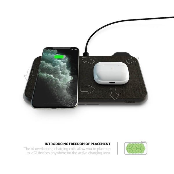 Dual Bordlader  QI Liberty 16 coils  2x15W Fabric Surface (Apple & Samsung QC)