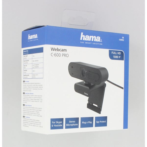 Webbkamera Full HD Spy Protection 16:9 Stereo Svart