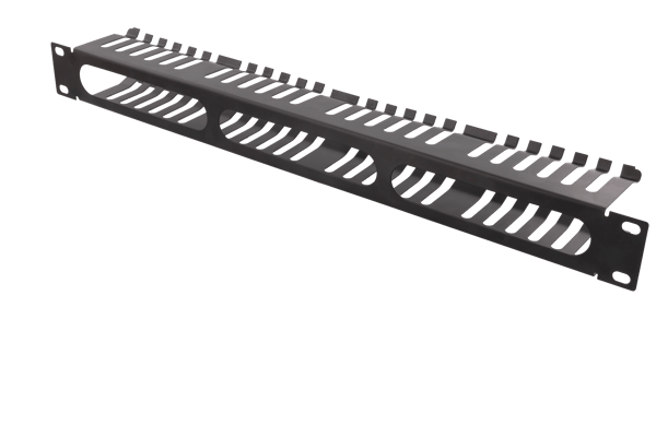 19" Cable panel, 1U, finger channel, black