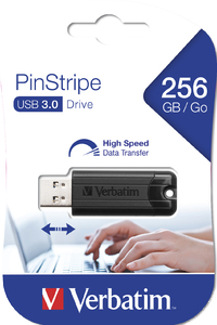 PinStripe 256GB USB Drive USB 3.0 retractable design black