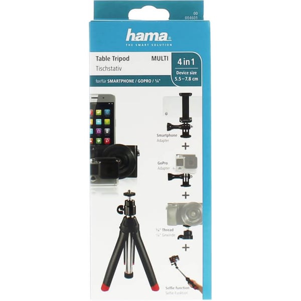 Bordstativ 4-i-1 1/4", Selfie Stick, GoPro