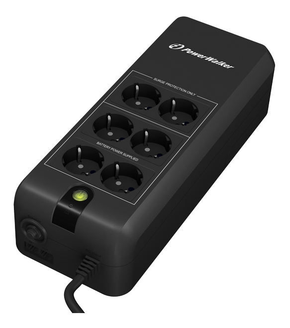 VFD 600 APFC, 6x Schuko outlets, 600VA, 0,50 OPF, black