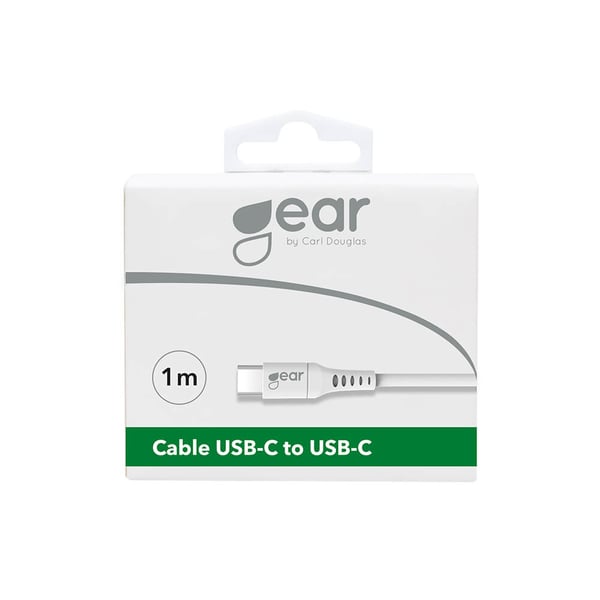GEAR Latauskaapeli USB-C - USB-C 2.0 1m valkoinen pyöreä kaapeli