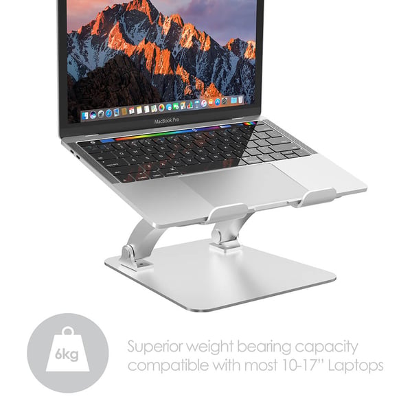 Laptop Stander Dual Pivot Riser Justerbar Aluminiun Sølv