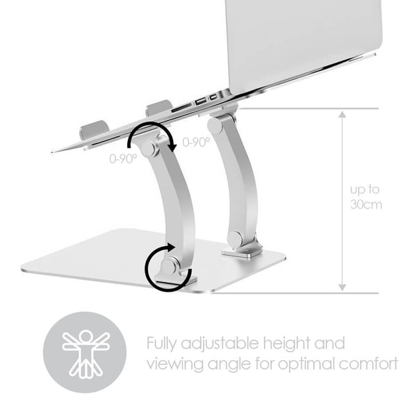 Laptop Stander Dual Pivot Riser Justerbar Aluminiun Sølv