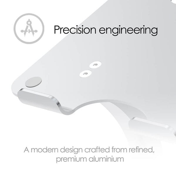 Laptop Stander Dual Pivot Riser Justerbar Aluminiun Sølv