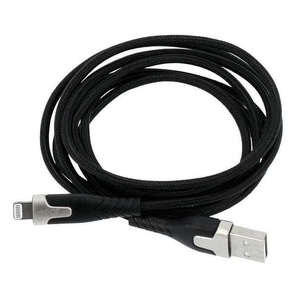 Ladekabel PRO USB-A til Lightning C89 1.5m Sort Kevlarkabel m/Metalkobling