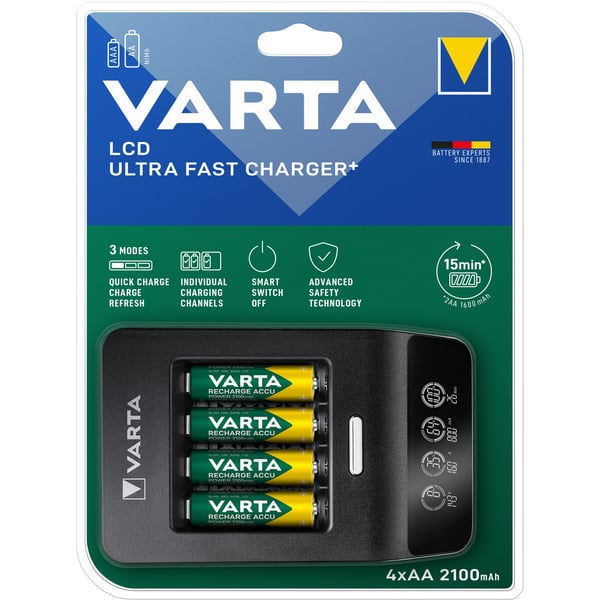 Batterilader LCD Ultrahurtiglader AA/AAA inkl. 4xAA
