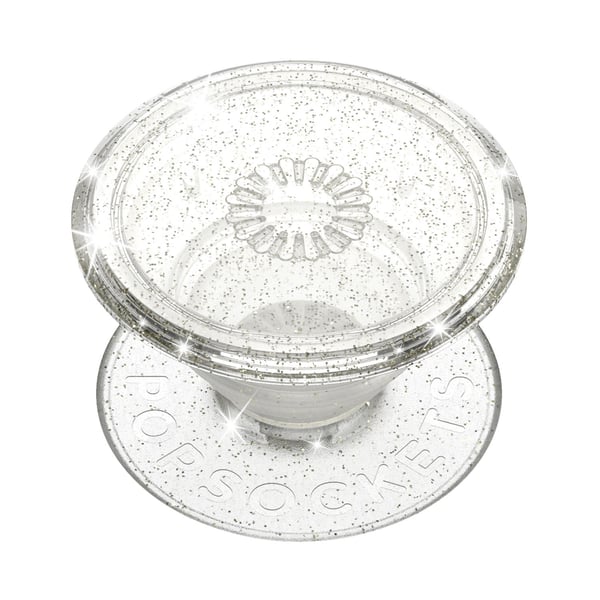 POPSOCKETS Kirkas Glitter Silver Irrotettava kahva jalustatoiminnolla