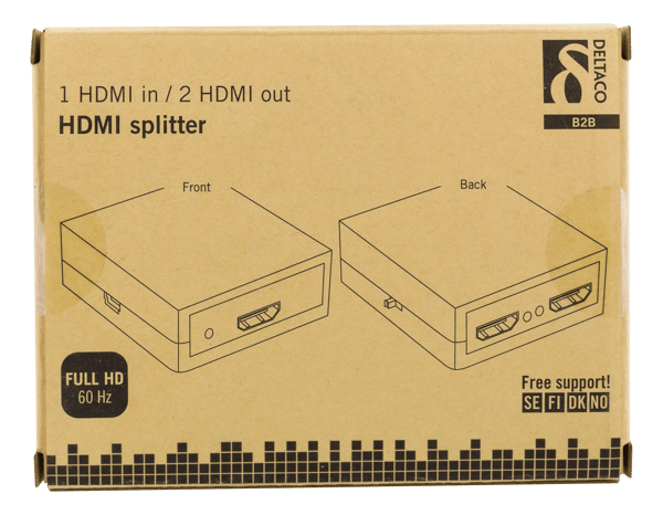 HDMI splitter, 1x HDMI in, 2x HDMI out, 10,2 Gbit/s, black