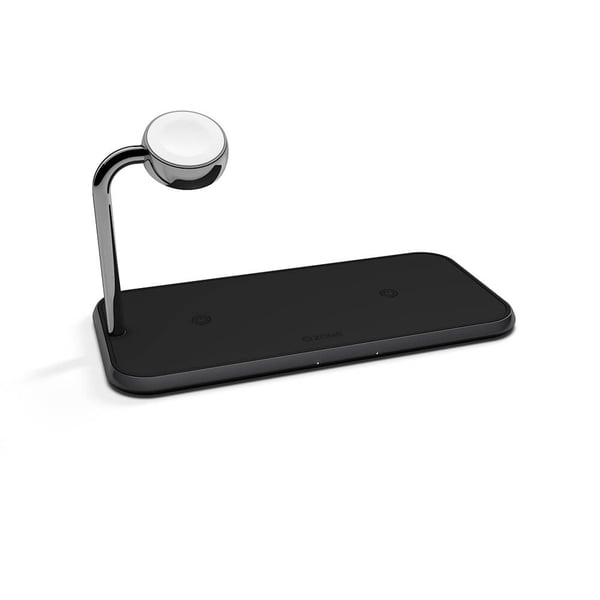 Triple Alu. Lader QI Trådløs 220V-kabel  2x10W med Apple Watch Lader (Apple QC 7,5W)