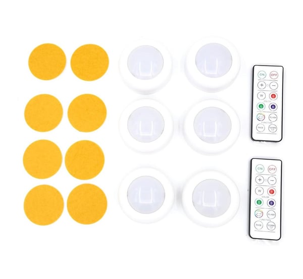 LED Spotlights - Sett med 6 lys og 2 fjernkontroller