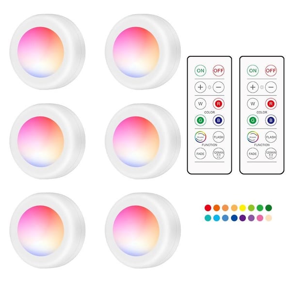LED Spotlights - Sett med 6 lys og 2 fjernkontroller