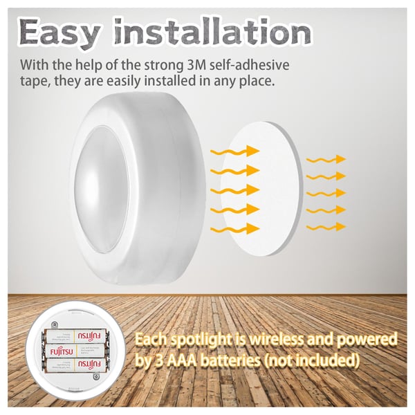 LED Spotlights - Sett med 6 lys og 2 fjernkontroller