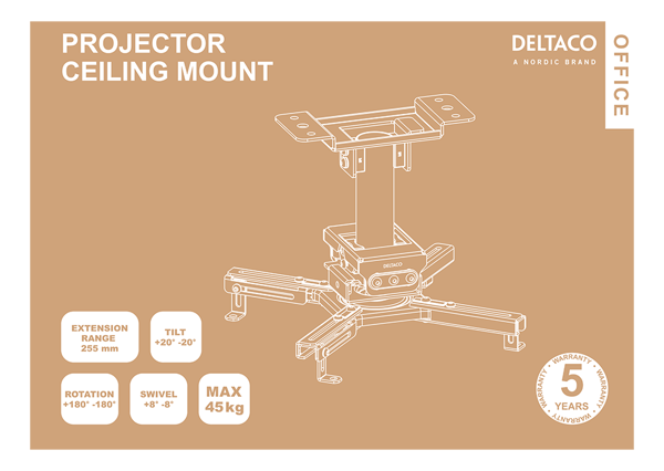 Projector mount  flat/inclined ceilings tilt swivel 45kg