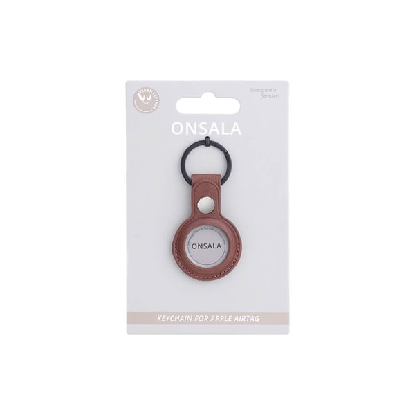 Airtag Holder Brun med Nøkkelring
