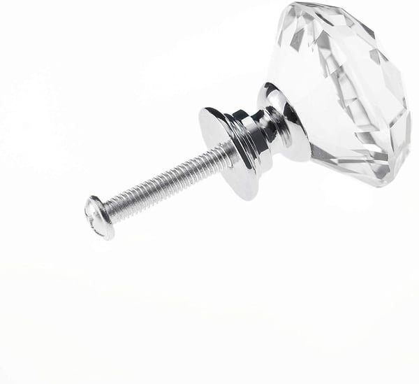 Diamantformede knopper i glas Transparent / Sølv 8 stk