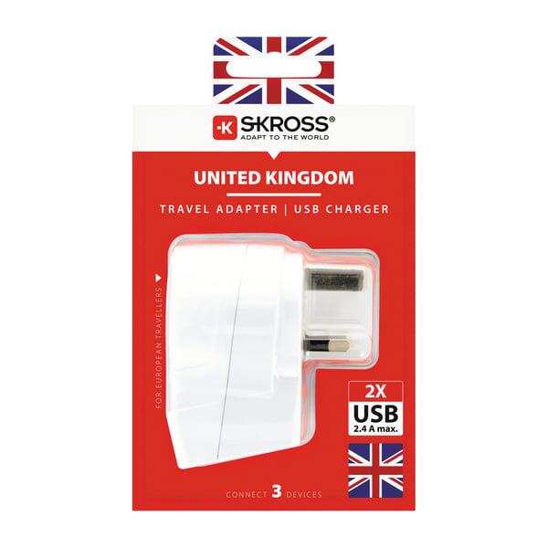 Landsadapter - Europa till Storbritannien, USB