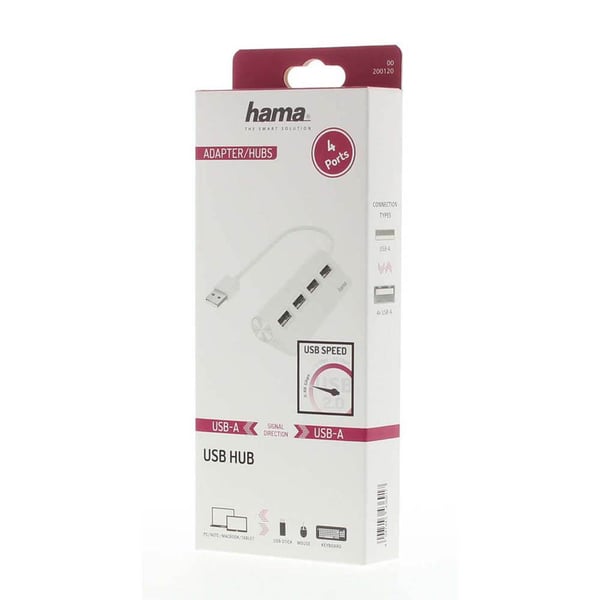 Hub USB-A 2.0 4x Porte 480 Mbit/s Hvid