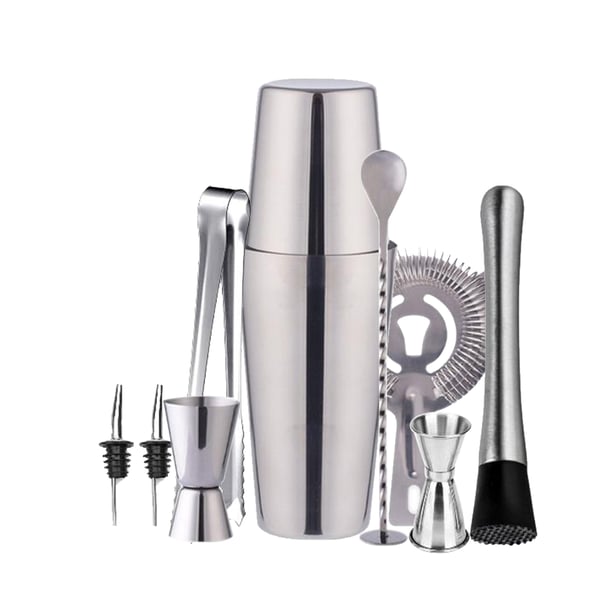 Cocktail set Dubbel shaker 750ml Rostfritt stål Silver 10 delar