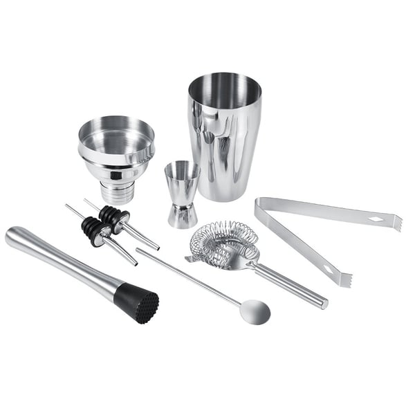 8-delar cocktailset , barset, shaker 550ml - Rostfritt stål Silver