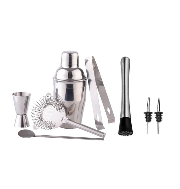 8-delar cocktailset , barset, shaker 550ml - Rostfritt stål Silver