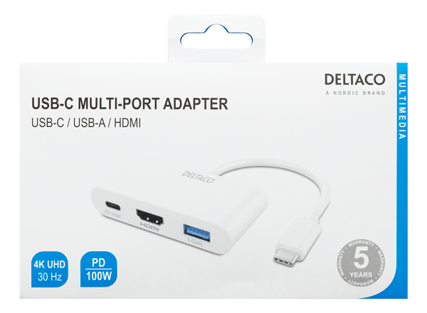 USB-C to HDMI docking station, 4K 30Hz, 1x USB-A, PD 92W