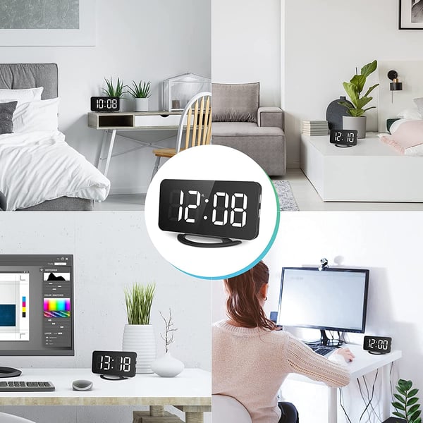 Digitaalinen herätyskello peililasilla musta