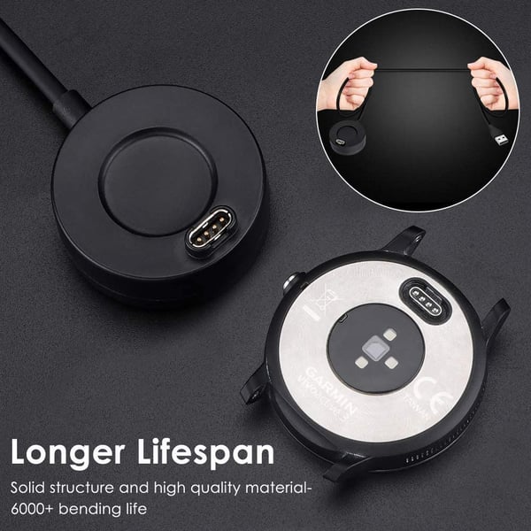 Lader til Garmin Fenix 5/6 Forerunner 935/945 USB, 2-pakning sort