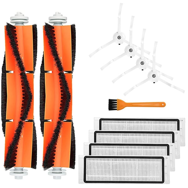 Tilbehørssett for Xiaomi Roborock E4, S5, S50, S51, S55 11 deler, 2 hovedbørster, 4 sidebørster,4 filter,1 børster