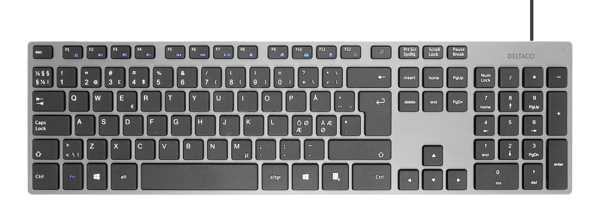 Wired Slim office keyboard, low-profile, aluminum, nordic