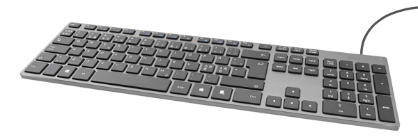 Wired Slim office keyboard, low-profile, aluminum, nordic