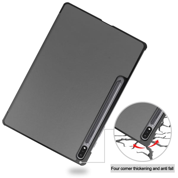 Samsung Galaxy Tab S7 Plus / FE / Lite Tri-fold etui PU læder / PC grå