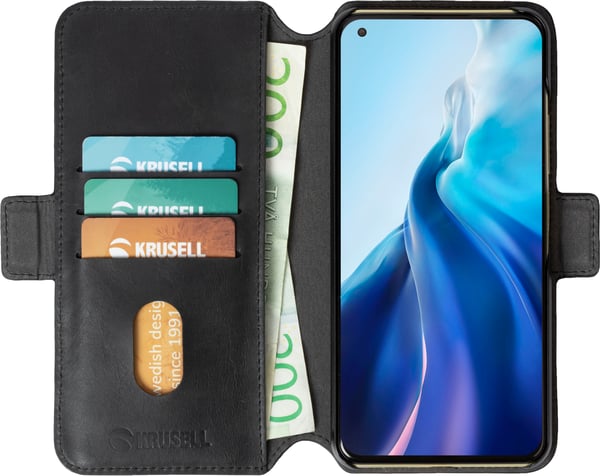 Xiaomi Mi11 Lite PhoneWallet nahkainen, musta