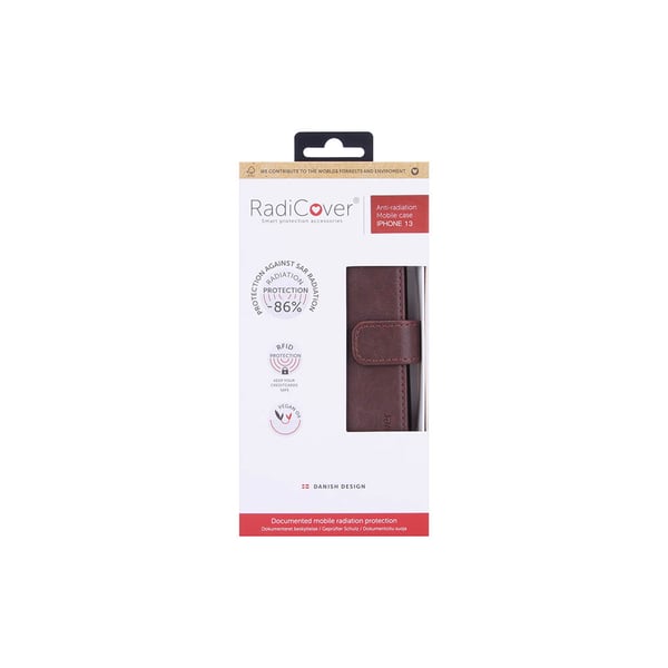 Strålingsbeskyttende Mobiletui  iPhone 13 Flipcover Brun RFID