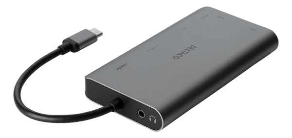 USB-C docking station, HDMI/VGA/2x USB-A space grey