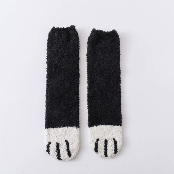 Fluffy kattestrømper med kattepoter 6 forskellige par