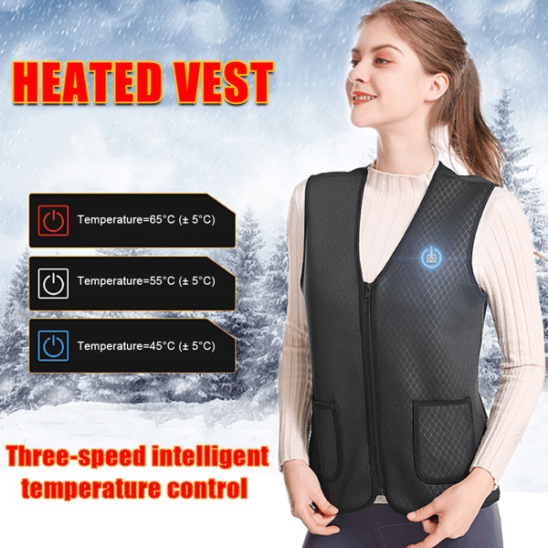 Varmevest 5 varmezoner Sort/Grå XL