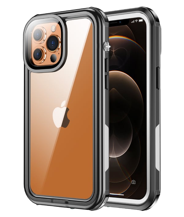 Vanntett deksel til iPhone 13/13 Pro, svart/grått/transparent